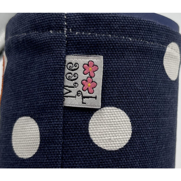 Mee Too Blue White dot Fabric Can Holder With Orange Monogram M Game Day - Picture 4 of 5